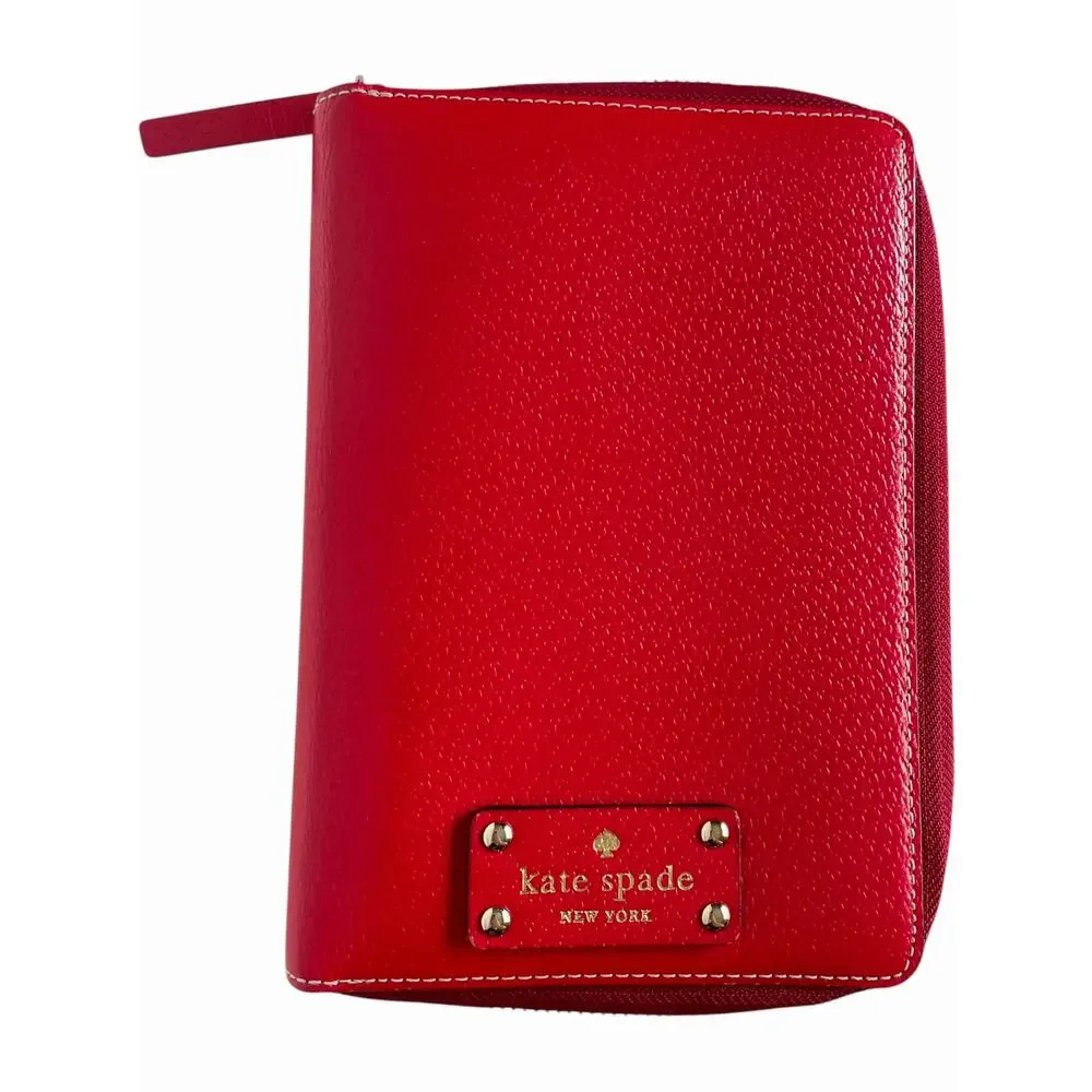 Kate Spade Wellesley Planner Organizer Red Leather Zip Around Binder